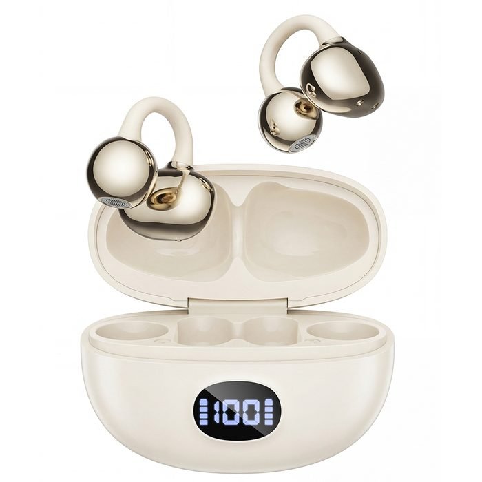 Fone De Ouvido Sem Fio Ear Clip Não Entra No Ouvido Display LED Conforto Não Dói Não Cai Bluetooth TWS Com Mic Android