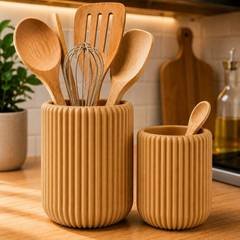 Organizador de Cozinha Porta Utensílios Canelado Pote Bancada Pia Talheres Banhe