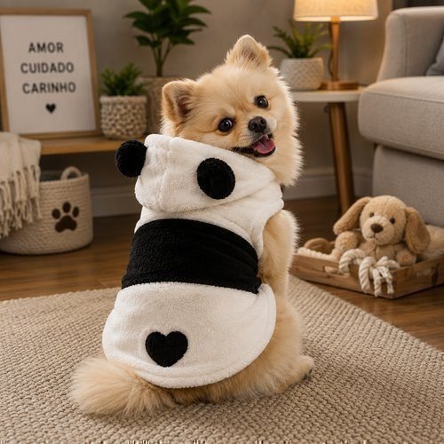 Roupa para Pet Panda - Branco
