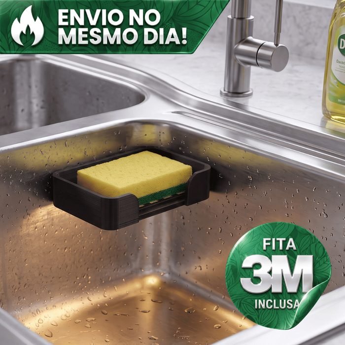 Suporte Porta Bucha Esponja de Pia Autoadesivo 3M Organizador Cozinha Parede Sem Furo
