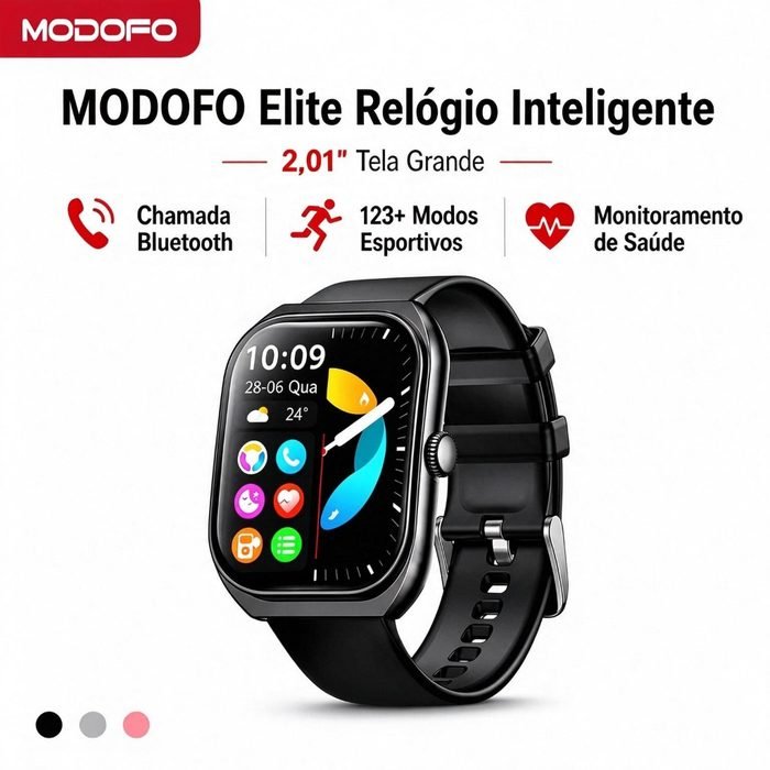 MODOFO Relógio Inteligente Smartwatch 2,01" Chamadas Bluetooth Assistente de Voz IA Vários Modos Esportivos 1ATM