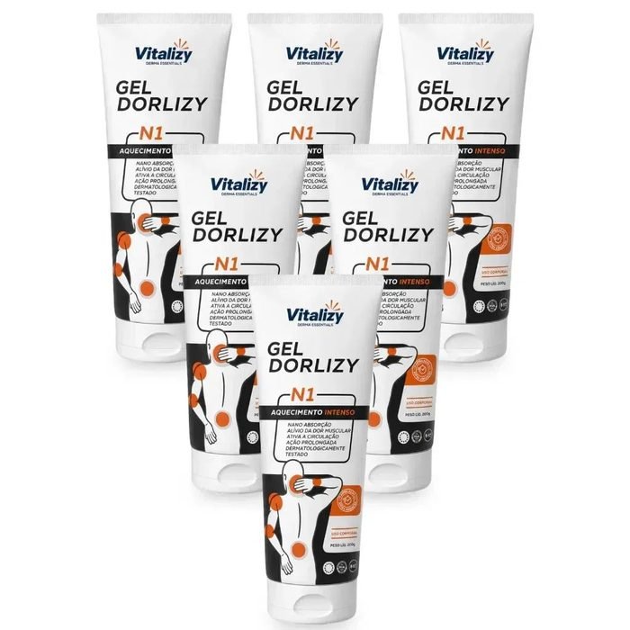 Kit 6x200g Gel Massageador Extra Forte Efeito Aquecedor Alívio Muscular Arnica Mentol Canfora Salicilato Metila Vitalizy