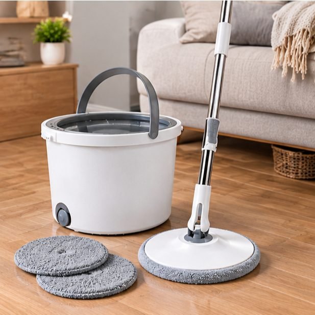 🔥 Mop Giratório Balde Limpeza Pesada 360 + 2 Refis Microfibra