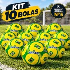Kit 10 ou 5 Bolas De Futebol Tamanho Oficial Numero 5 Para Campo Jogo Várzea Profissional Brasil