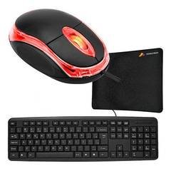 Kit Teclado Mouse Mousepad Usb Com Fio Escritório Homeoffice