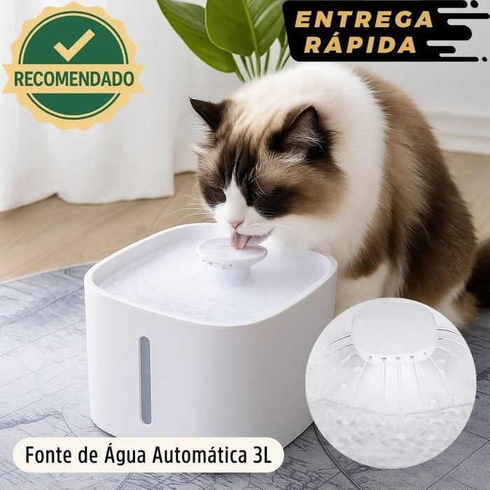 Fonte De Água Pet Bebedouro Automático 3 Litros Com Filtro Triplo Iluminação LED Cães Gatos Shopee