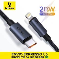 Cabo com conector TIPO C - em uma ponta e lightning (para iPhone) na outra. - Para carregadores com porta Tipo C (USB-C)