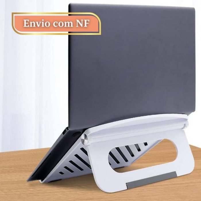 Suporte Notebook Laptop Ajustável Ventilado Ergonômico Dobrável Portátil Branco Antiderrapante