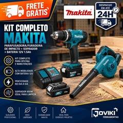 Kit Makita Combo Parafusadeira Furadeira Impacto + Soprador Bateria 12V 600W Car