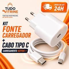 Kit Carregador Turbo USB-C + Cabo Tipo C para Tipo C