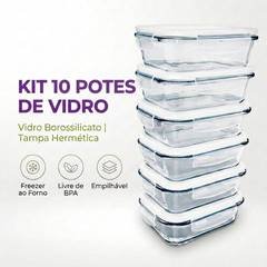 KIT 6 POTES VIDRO HERMETICO 640 ML  MARMITA
