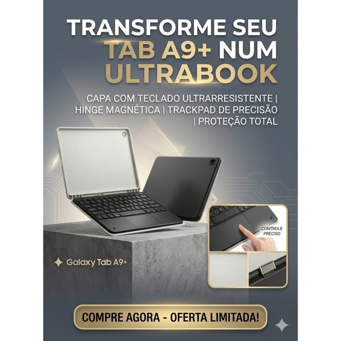 W.BILL Capa Teclado Touchpad Samsung Galaxy Tab A9 Plus Premium Transforme Em No