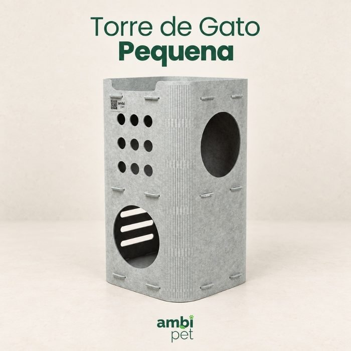 Torre de Gato Pequena Ambipet Sustentável Arranhador Playground 95% Reciclada Resistente para Gatos Interior