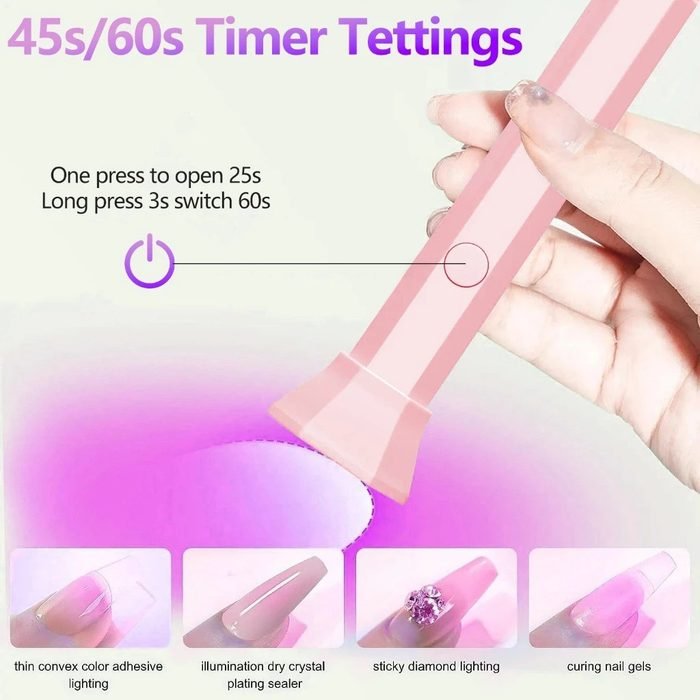 Mini Cabine UV LED Para Unhas 6 LEDs Recarregável USB Secagem Rápida Esmalte Gel Portátil  Unhas Lâmpada UV Para Curar