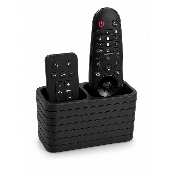 Suporte Organizador Porta Controle Remoto Duplo para Mesa Rack Sala TV Box Decod