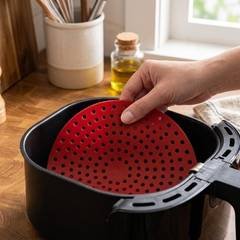 Tapete Protetor De Silicone Redondo Para Air Fryer Antiaderente Reutilizável Lavável