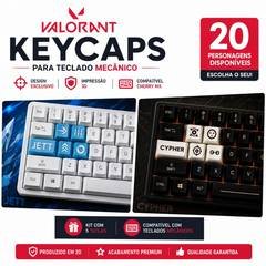 Keycaps Valorant para Teclado Mecânico Gamer Cherry MX Kit 5 Teclas - Jett Reyna Sage Phoenix Raze e Outros