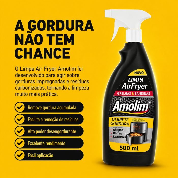 Desengordurante Amolim Air Fryer Limpa Gordura para Limpeza Pesada de Grelhas e Espetos