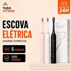 Escova de Dente Elétrica Sônica Recarregável 5 Modos IPX7 Timer Inteligente Uso Diário