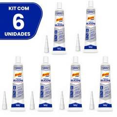 Kit 6 Silicones Automotivo Alta Temperatura Vedação Cinza Mundial Prime 50g Cola Junta Motor Câmbio Vedante