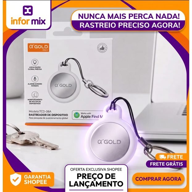Rastreador Bluetooth A Gold TCD-06 Tag Localizadora Chaves Pet Mala (Somente iPhone)