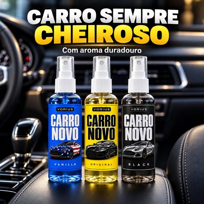 Aromatizadores para Carro Spray Carro Novo Vanilla e Black Kit 3