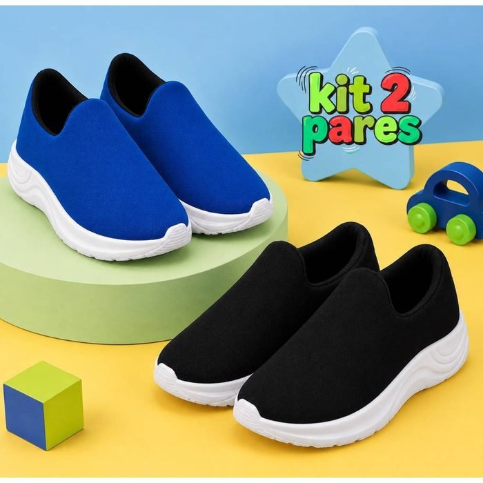 Kit 2 Tênis Infantil Masculino Calce Fácil Leve