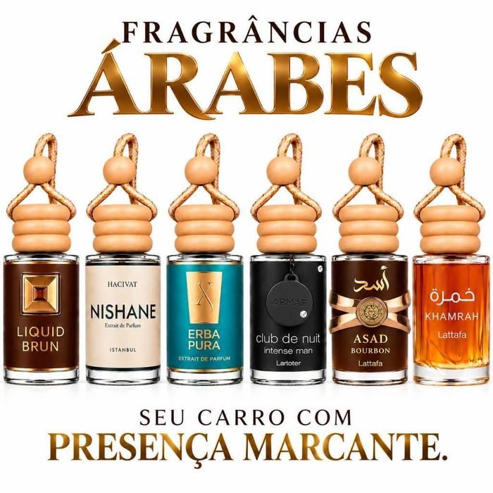 Kit 6 Cheirinhos para Carro 10ml  Perfume Árabe | Aromatizador Automotivo | Fragrâncias Árabes
