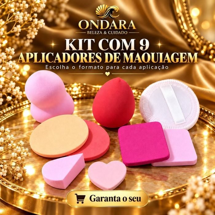 Kit de Esponjas para Maquiagem Formatos Variados | Gota, Puff e Aplicadores