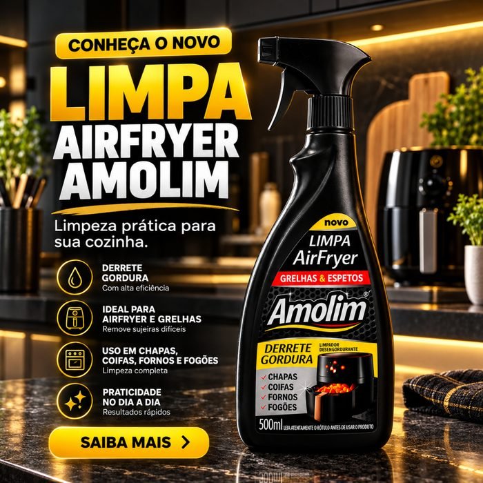 Desengordurante Amolim Air Fryer Limpeza Pesada para Grelhas, Espetos e Superfíc