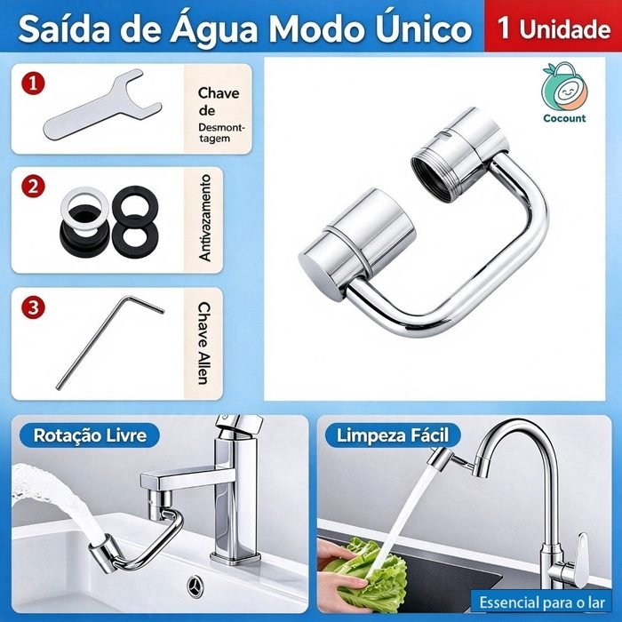 Extensão de torneira em forma de U rotativa – acessório que aumenta a flexibilidade da torneira