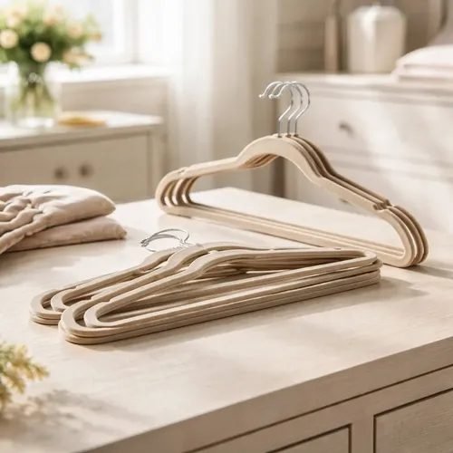 Cabides de Veludo Slim Antideslizantes - Kits 10, 20 ou 30 - Preto ou Bege - Ganhe Espaço no Armário