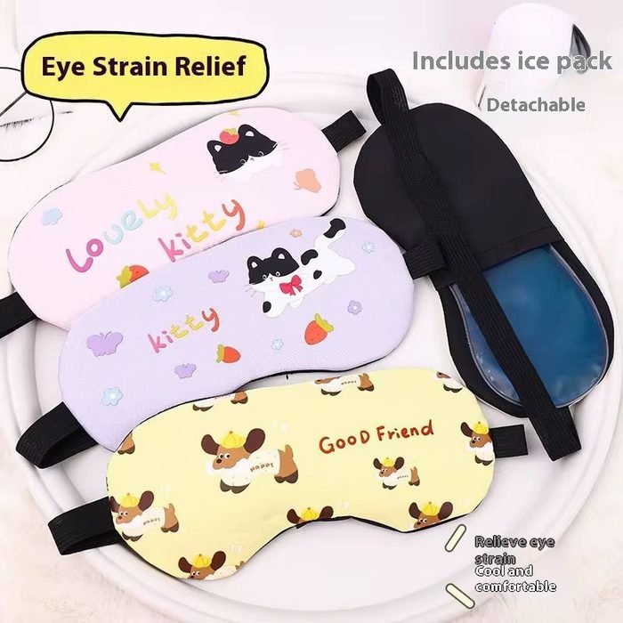 Máscara para olho / tapa de olho com gel térmico para dormir e descanso estampas fofa